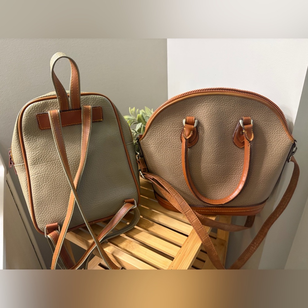 Dooney & Bourke Beige and Olive Pebble Leather Crossbody & Satchel Set - Picture 5 of 11